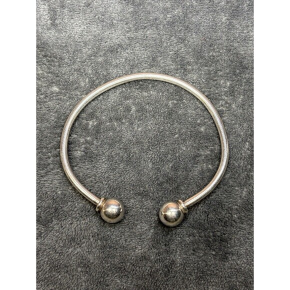 Vintage Silver Silver 925 Open Cuff Twist Off End Empty Charm Bracelet - Picture 1 of 5